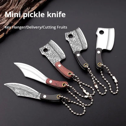 3pcs Stainless Steel Mini Vegetable Knife Set | Non-Folding Creative Pendant Knives | Wealth-Implied Design for Disassembly and Delivery