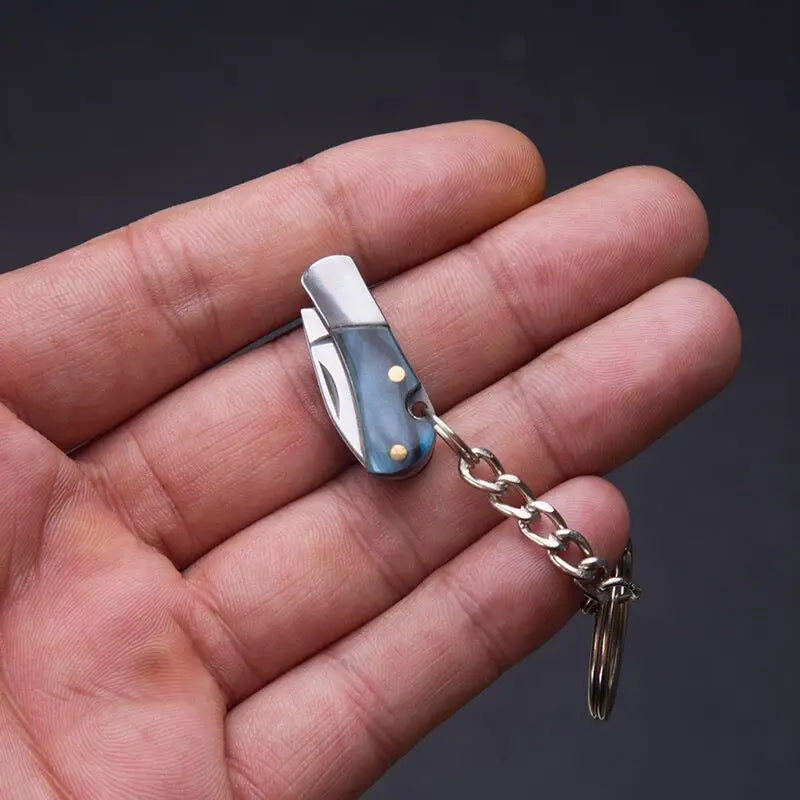 New Mini Fold Knife Keychain - Portable Acrylic Small Blade Pendant, Cute Outdoor Hanging Camping Keyring