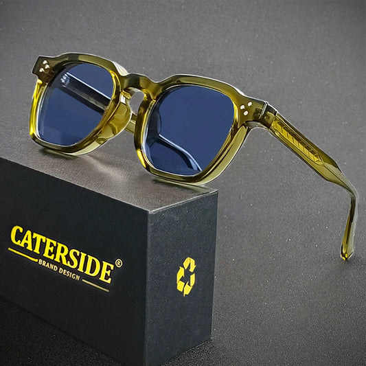 CATERSIDE Retro Punk Men’s Sunglasses – Small Frame Square Design, Personalized Sun Glasses for Women – Travel, Party, Business, Festival Gift