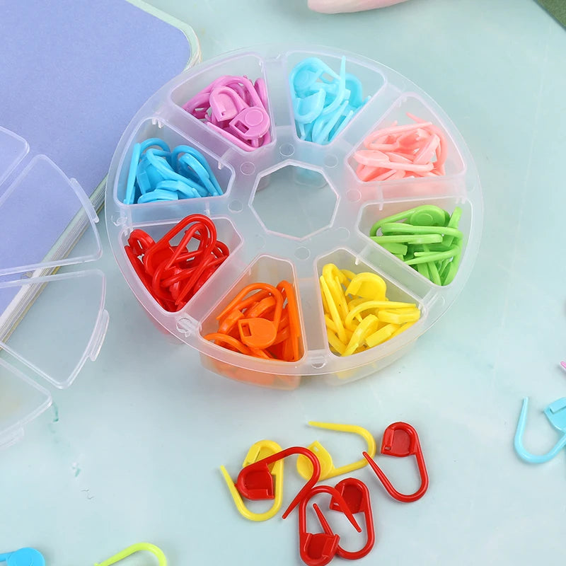 Colorful Plastic Needle Clip Hook Set: Mixed Locking Stitch Markers with Box - Essential Knitting and Crochet Accessories