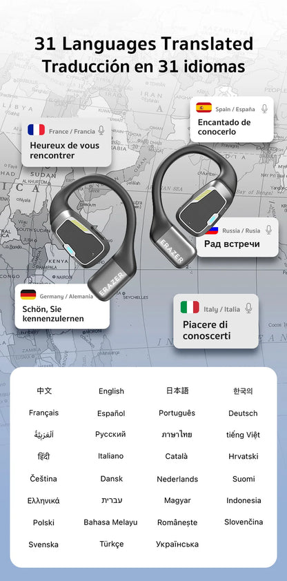 AI Translator Earphones - Erazer XP6 Bluetooth, Sleep ASMR Headset with DIY Equalizer, Wireless Headphones for Office and Travel