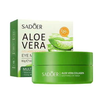 60pcs Aloe Vera Collagen Eye Masks – Anti-Dark Circles and Bags, Moisturizing and Firming Eye Patches for Skin Care