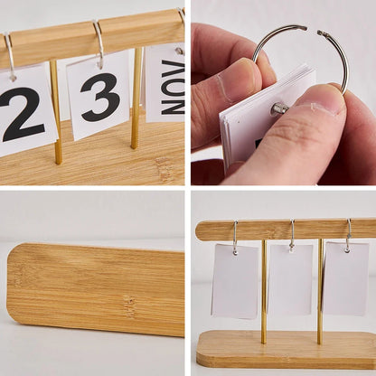 Minimalist Wooden Calendar Ornament – Modern Desk Accessories for Living Room and Office, Simple Home Decor Crafts Gift