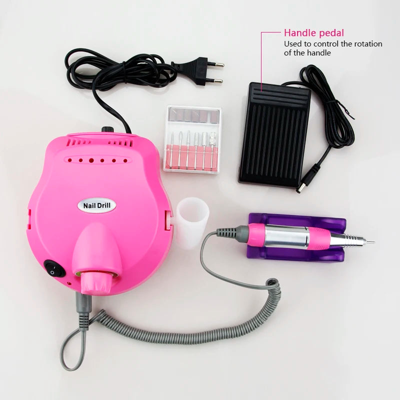 Electric Nail Drill Machine: 35000/20000 RPM Mill Cutter Sets for Manicure - Perfect for Nail Tips and Pedicure Files