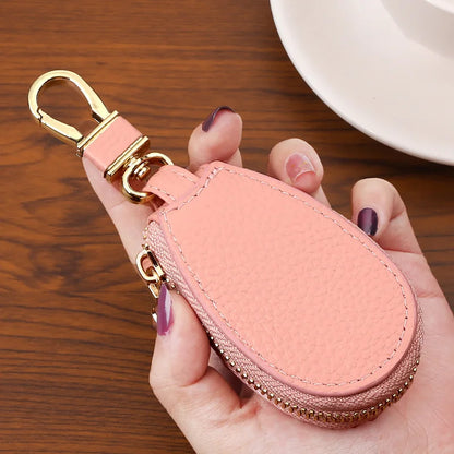 Large Capacity Unisex PU Leather Key Case: Wallet Pocket Organizer Pouch for Car Keys - Zipper Key Bag Holder for Convenience