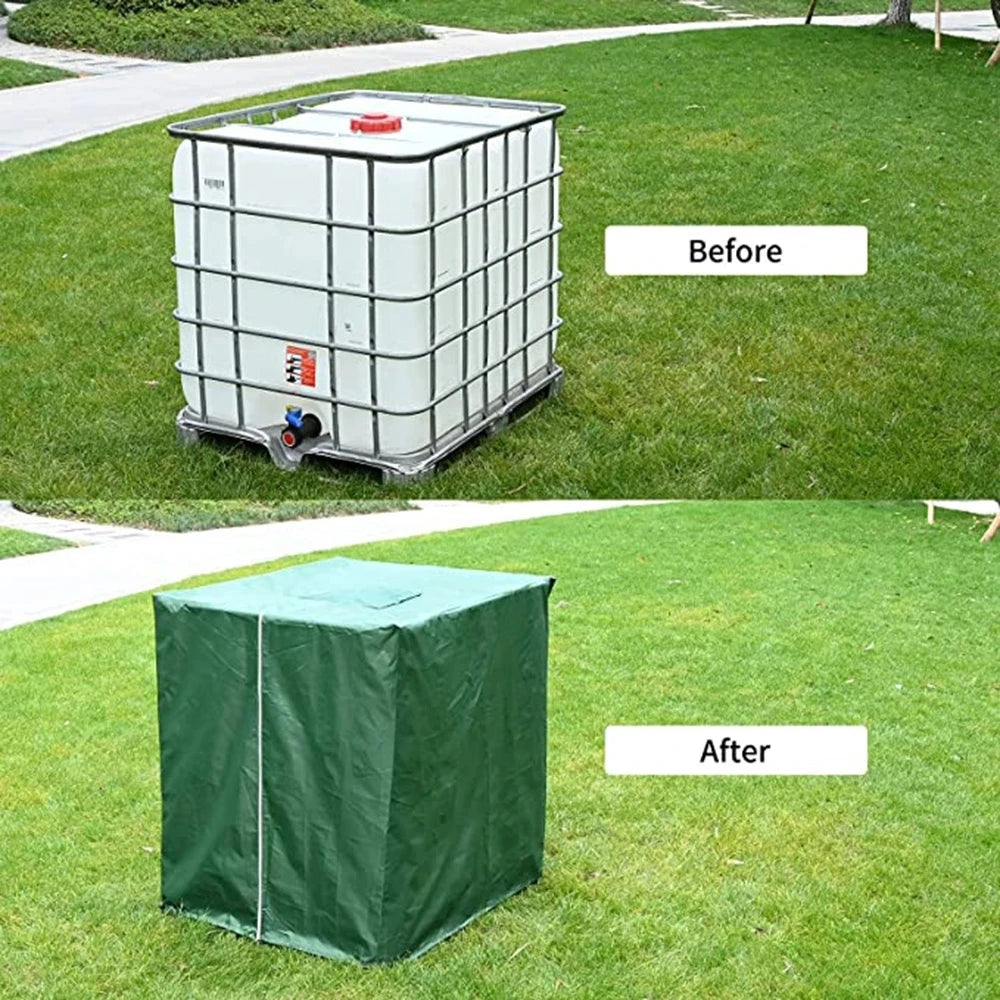 1000L IBC Water Tank Cover - Waterproof, UV-Resistant Tarpaulin with Zipper, Dustproof Rain Tank Protector