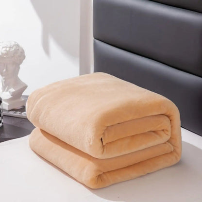 Simple Plain Colored Plush Blanket - Multifunctional Thickened Farley Blanket Cover for Warmth