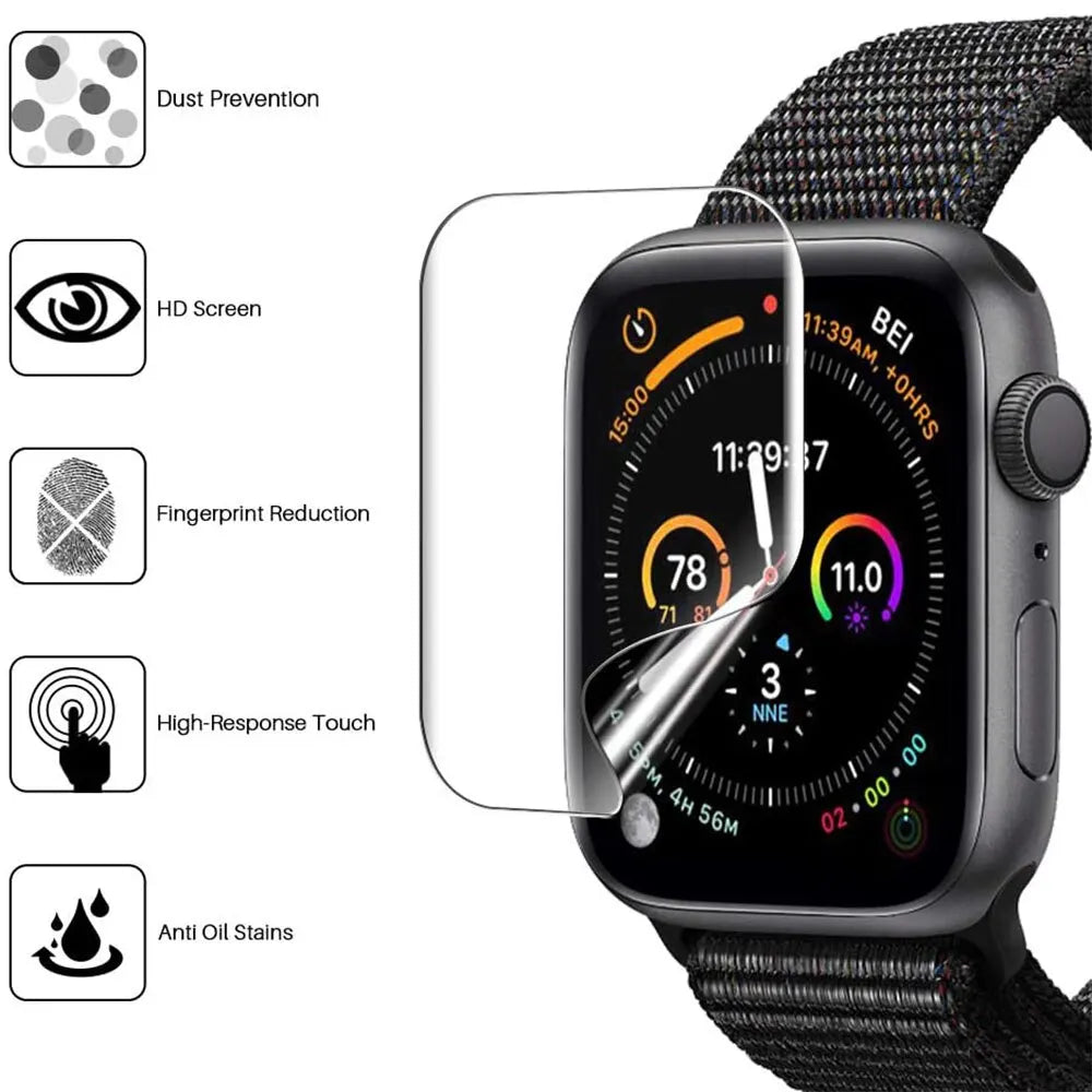 5pcs Full Protective Screen Protector Film for Apple Watch Series 8 to 3 - Compatible with Various Sizes