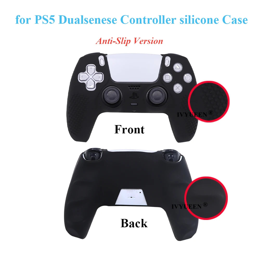 IVYUEEN Studded Silicone Protective Cover for PlayStation 5 DualSense Controller - Gamepad Case with Thumbstick Grips