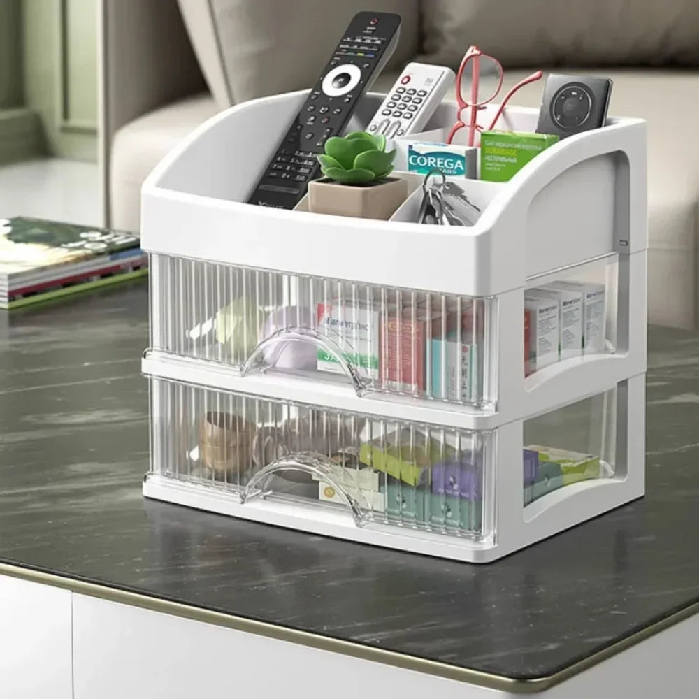 Drawer Style Transparent Storage Box - High-Capacity Desktop Organizer for Jewelry and Skin Care Products, Dustproof Clutter Solution