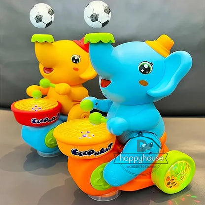 Musical Walking Elephant Drummer Toy with LED Lights - Sensory Learning Educational Toy for Kids