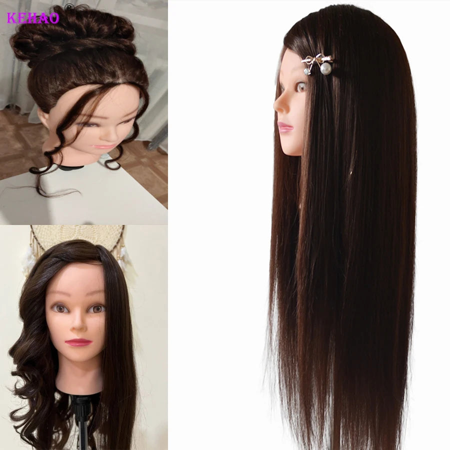 85% Real Hair Doll Head - Professional Training Kit for Hairstyle Practice, Mannequin Styling Head for Hot Curling and Straightening