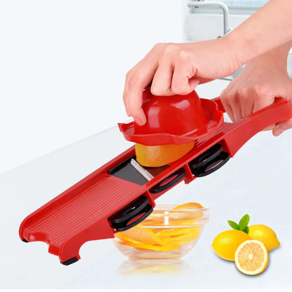 6-Blade Multi-Function Vegetable Mandoline Slicer and Grater - Versatile Fruit Cutter and Kitchen Gadget Tool Set