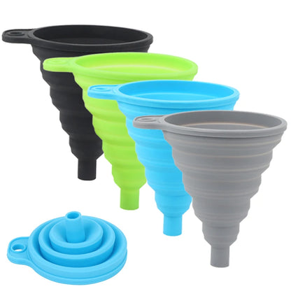 Universal Silicone Liquid Funnel: Foldable Portable Funnel for Car Engine Oil & Washer Fluid Change - Auto Engine Petrol Change Funnels