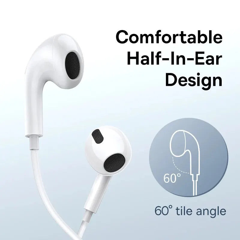 Baseus C17 In-Ear Wired Earphones with Mic - Compatible with Xiaomi, Samsung S21, S20, Note 10 and 20 - Wired Headsets for Cellphones