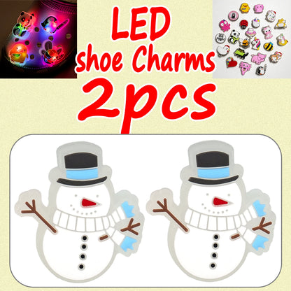 LED Christmas Shoe Charms - Luminous Decorations Featuring Santa Claus, Snowman, Gingerbread Man, Dog, and Cat for Clogs