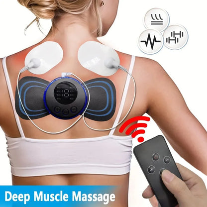 Rechargeable Neck Massager with Remote Control - 8 Modes EMS Low Frequency Pulse for Muscle Relaxation and Pain Relief