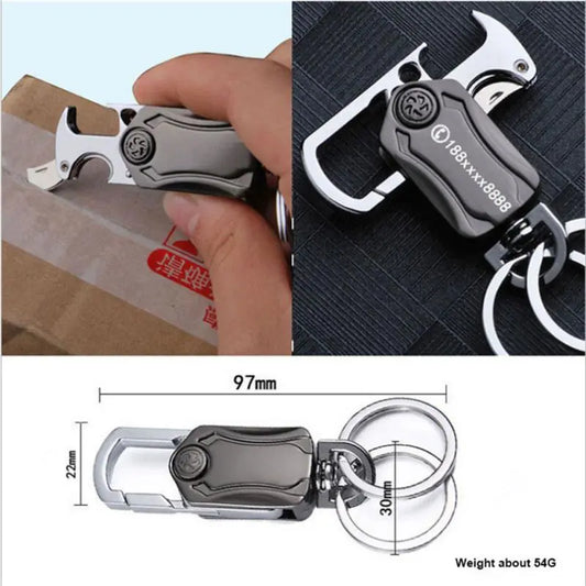 Classic Men's Mini Fingertip Spinner Keychain - Multifunctional Metal Key Ring with Bottle Opener - Foldable Car Key Holder Gift Keyring