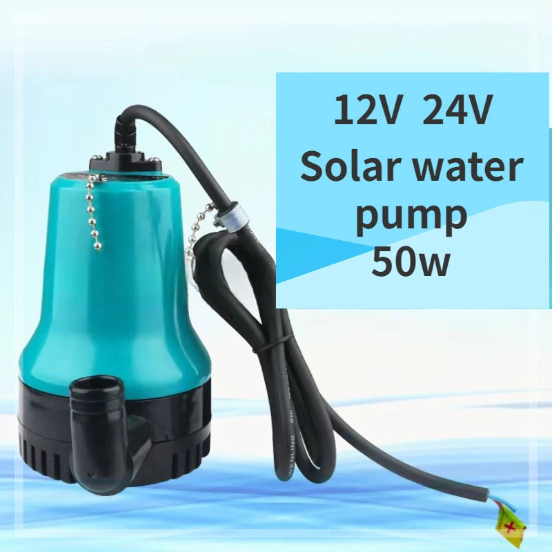 Solar Outdoor Miniature Electric Submersible Pump - 12V/24V DC Portable for Aquarium, Irrigation - 4500L/H Household Pumping