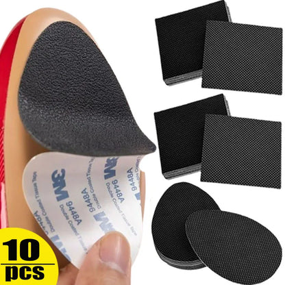 10/2Pcs Women's High Heel Sole Protectors - Black Anti-Slip, No-Adhesive Sticker Pads for Sandals and Oxfords