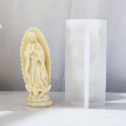 Prayer Madonna Portrait Silicone Candle Mold | 3D Mary Statue Resin Plaster Making Tool | Handmade Soap Kit | Home Decor Artifact Gift