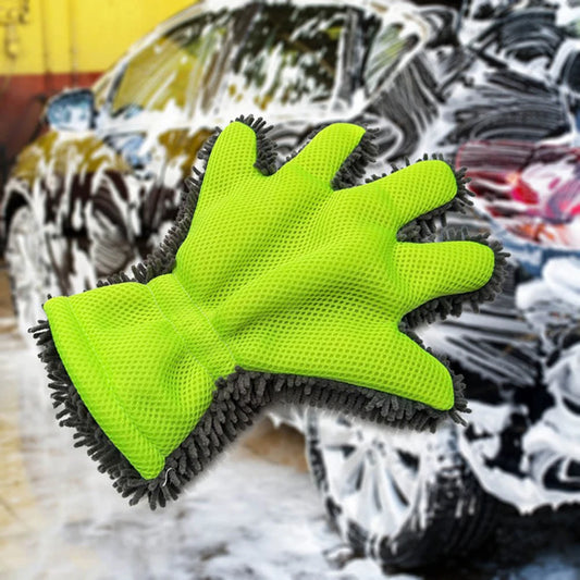 5-Finger Soft Car Washing Gloves - Cleaning Brush for Car and Motorbike, Drying Towels, Car Styling