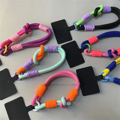 Cute Knot Portable Anti-Loss Hand Bracelet Chain: Korean Mobile Phone Accessory for iPhone 15/14 Pro Max, Samsung Flip 4 - Colorful Rope Chain