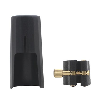 Alto Soprano Tenor Saxophone Clarinet Ligature & Cap Set: Sax Leather Buckle Clamp - Woodwind Instrument Accessory