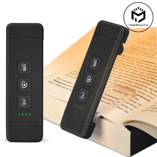 USB Rechargeable Clip-on Book Light with Timer - Portable Mini LED Reading Lamp for Bedside, Desk, Books - Bookmark Design