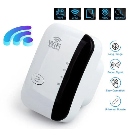 300Mbps Wireless WiFi Repeater - Remote WiFi Extender Amplifier - 802.11N Booster for WiFi Coverage Extension - Europe Compatible