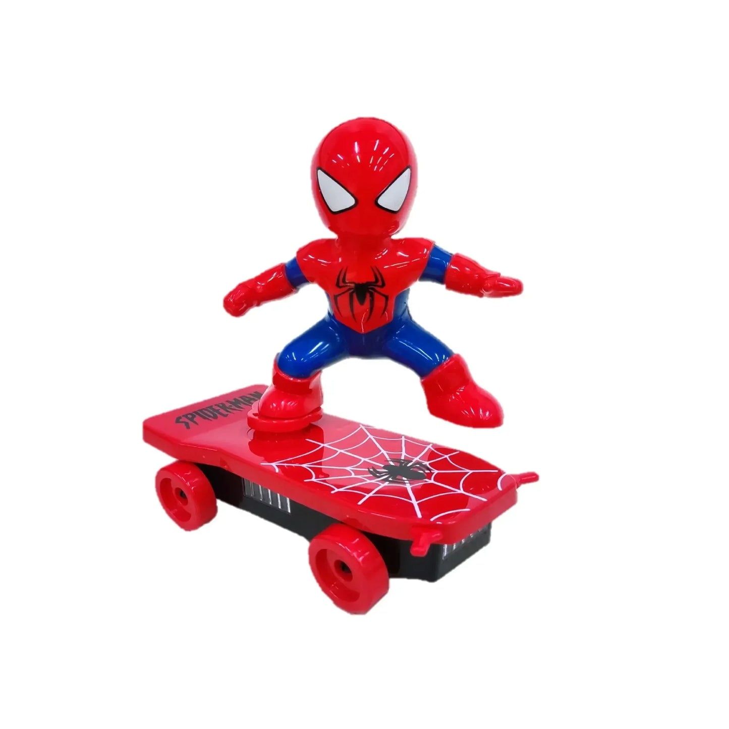 New Spiderman Automatic Flip Rotation Skateboard – Electric Music Stunt Car Toy with Acousto-Optic Lights | Christmas Anime Gift