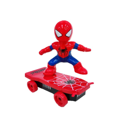 New Spiderman Automatic Flip Rotation Skateboard – Electric Music Stunt Car Toy with Acousto-Optic Lights | Christmas Anime Gift