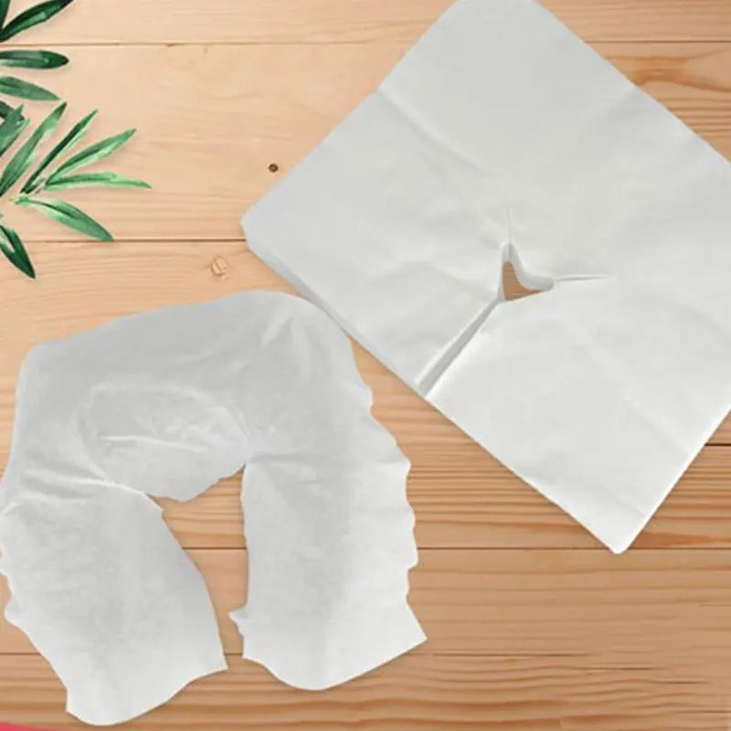 Disposable Non-Woven Headrest Pillow Covers: 100pcs Beauty Spa Salon Bed Table Cover - Massage Face Cradle Table Head Rest Accessories