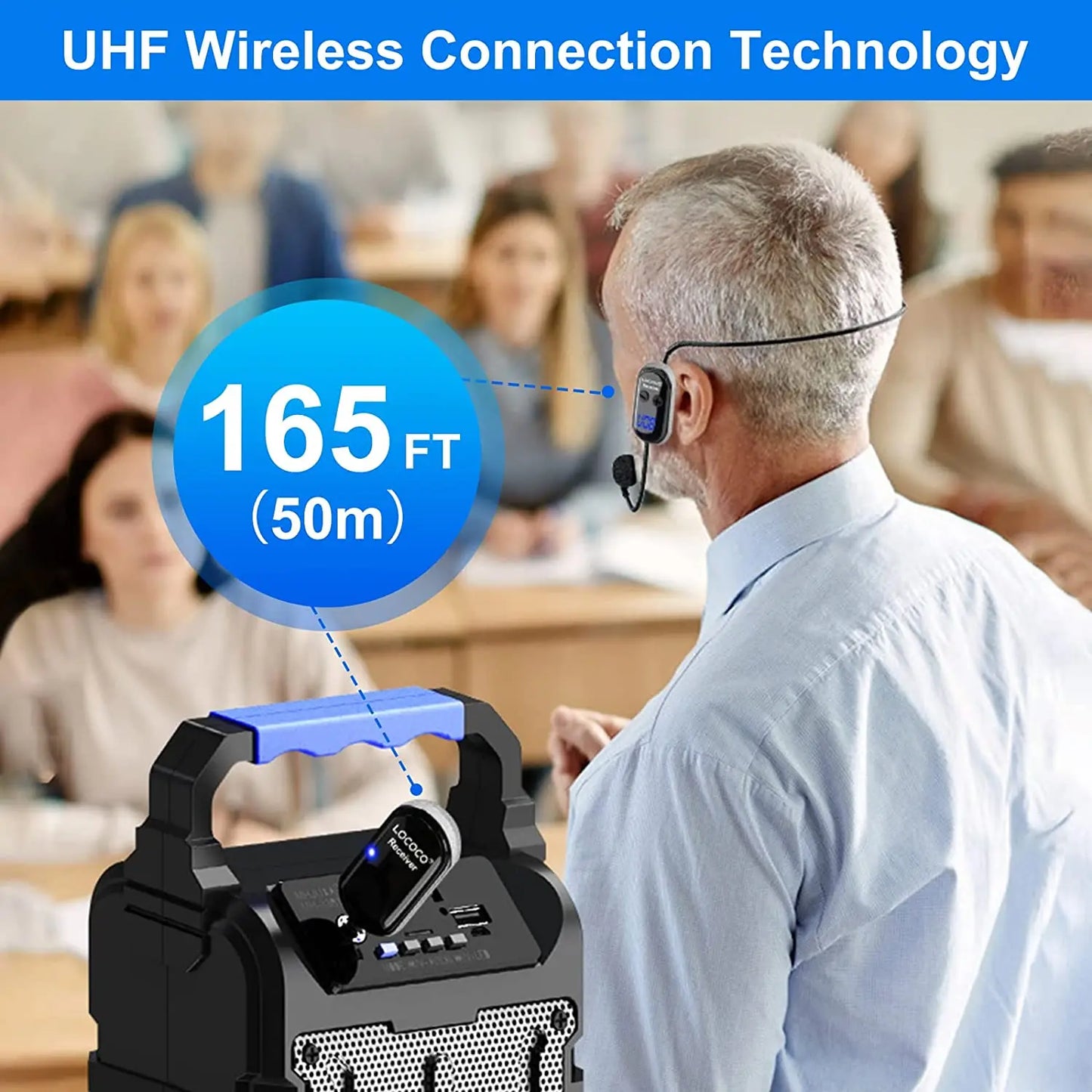 XIAOKOA Wireless Microphone Headset: UHF 2-in-1 Mic with LED Display - Handheld & Headset, 165 ft Range for Dynamic Performances