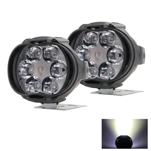 2PCS Work Lights: 6 LED Motorcycle Headlight Spot Light - Waterproof Super Bright Auxiliary Scooters, Universal 12v LED Bar