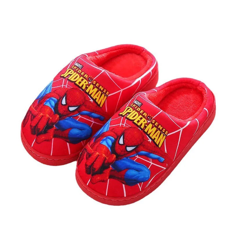 Cartoon Printed Spider-Man Cotton Slippers for Kids | Fashionable Warm Indoor Shoes for Boys | Autumn and Winter Style