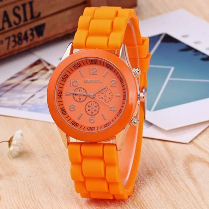 Famous Brand Geneva Ladies Fashion Watch - Unisex Silicone Quartz Wristwatch for Students, Stylish Relogio Feminino