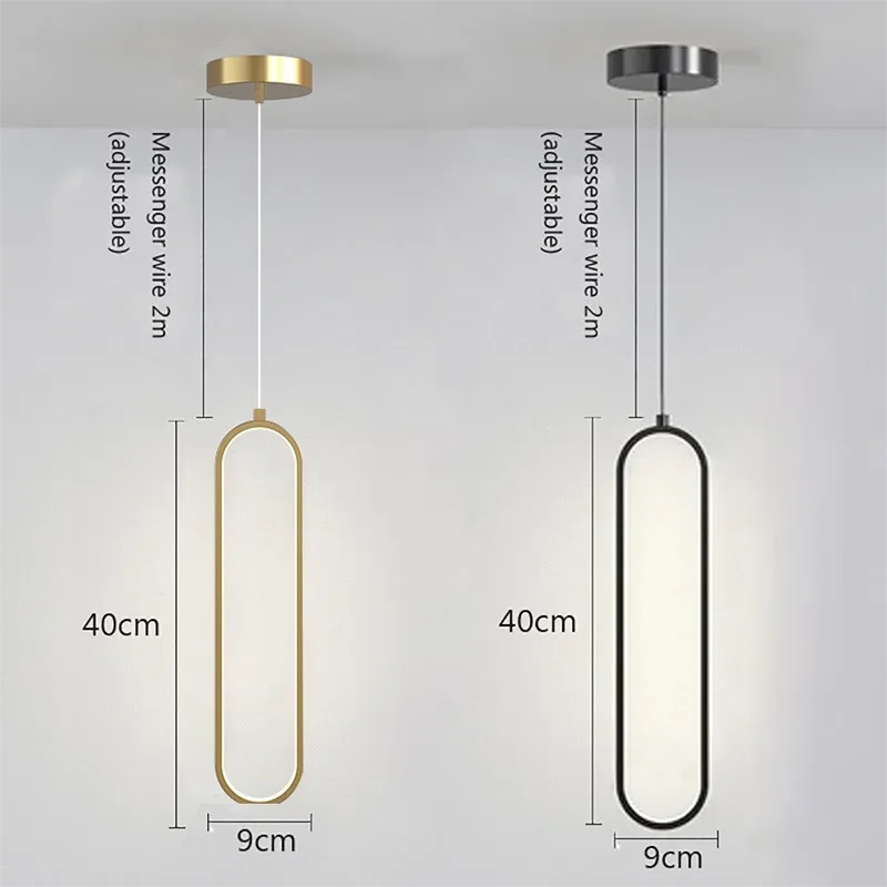 Minimalist LED Pendant Chandelier: Modern Gold & Black Fixture for Bedroom, Restaurant, Living Room Decoration - Lustre LED Lighting