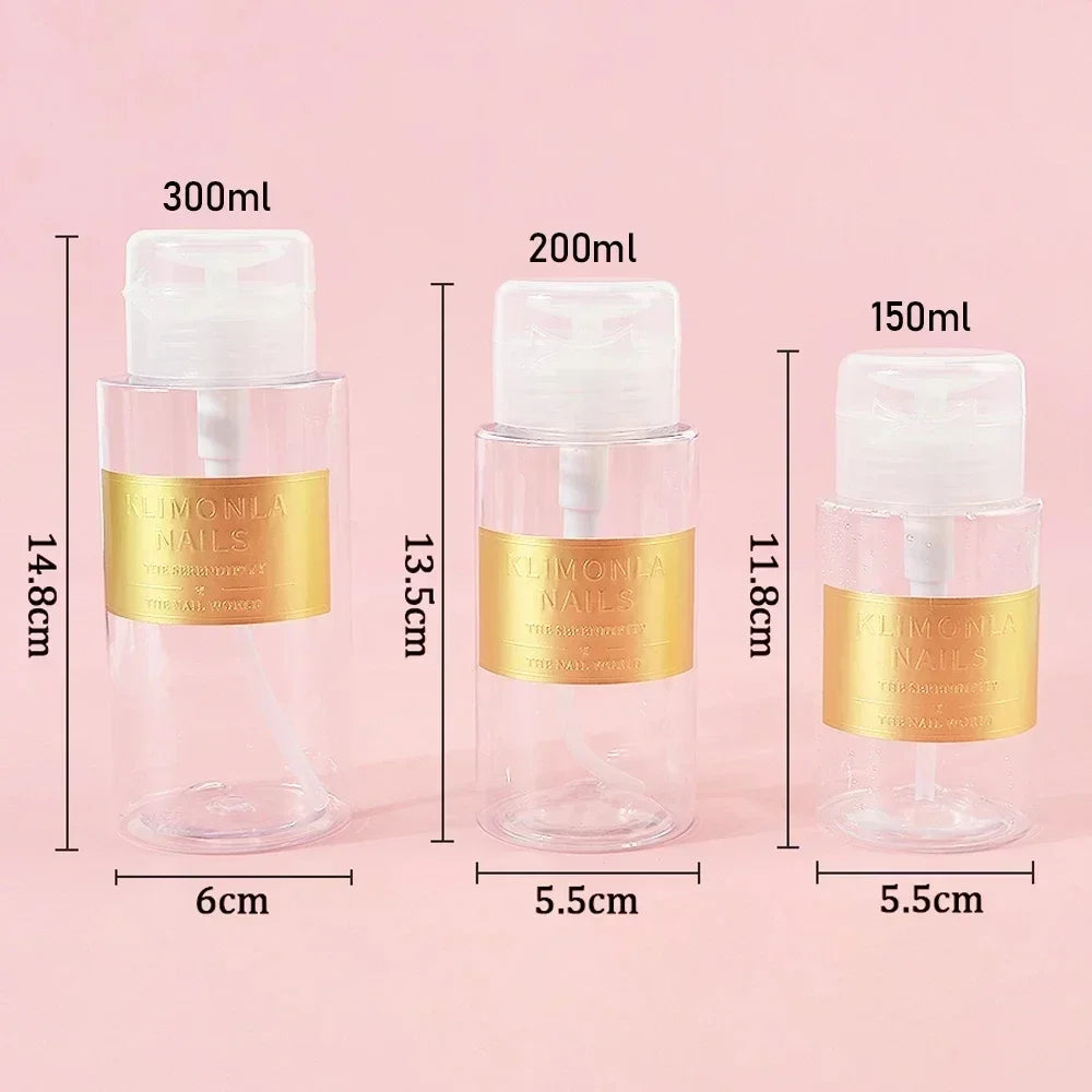 Refillable Nail Bottle: Empty Press Pump Dispenser for Nail Polish - Available in 150/200/300ml Sizes, Ideal for Manicure Tools