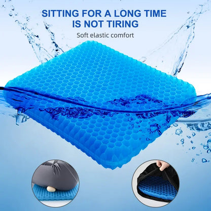 Summer Gel Seat Cushion - Breathable Honeycomb Design for Pressure Relief, Back and Tailbone Pain, Ideal for Home, Office, Wheelchair, and Cars