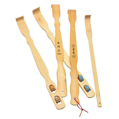 Bamboo Back Scratcher & Body Roller - Durable Wooden Massager Stick