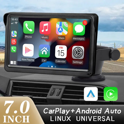 7-inch Portable Touch Screen Car Radio: Multimedia Video Player with CarPlay & Android Auto