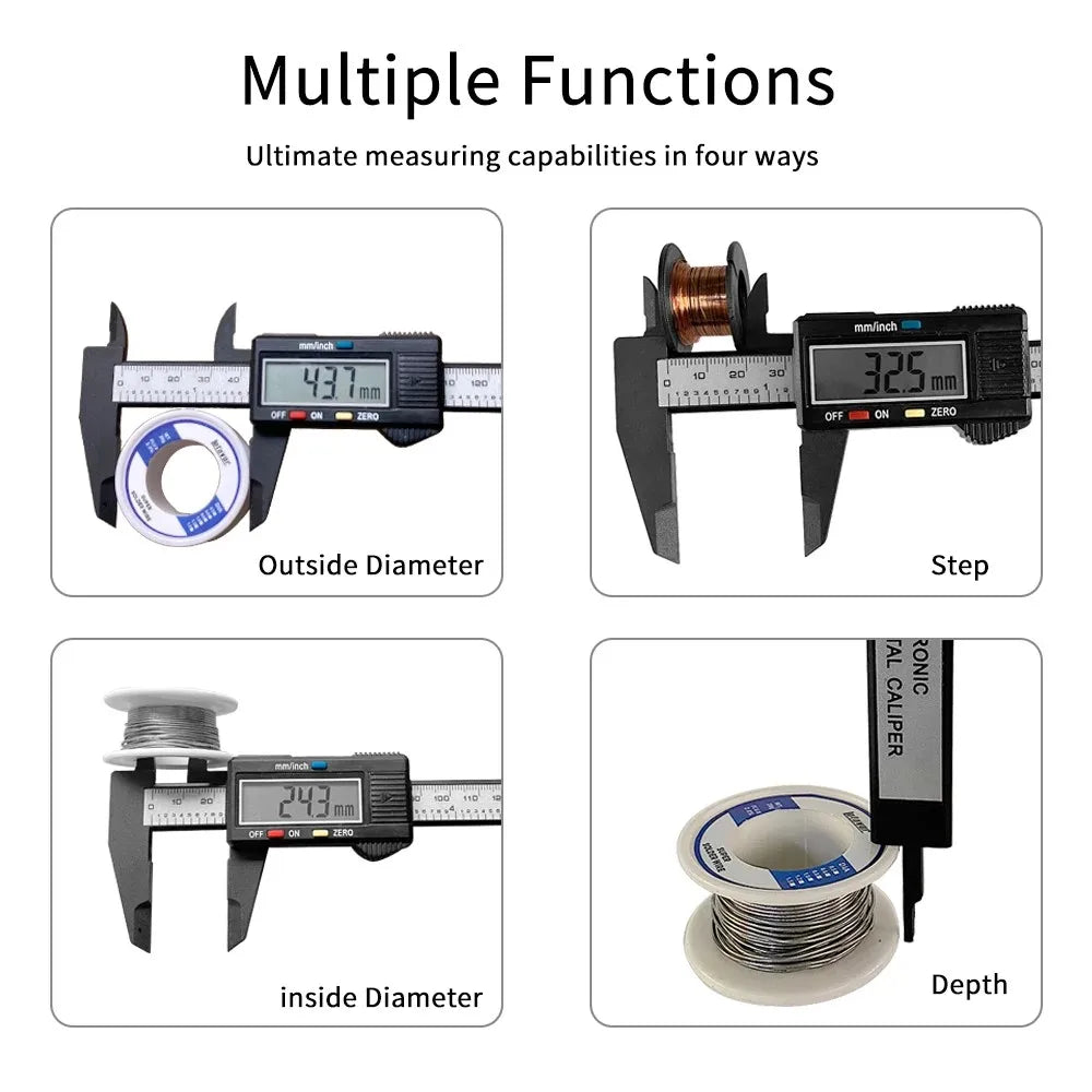 Electronic Digital Caliper - 150mm/100mm Carbon Fiber Dial Vernier Gauge, Micrometer Digital Ruler Measuring Tool