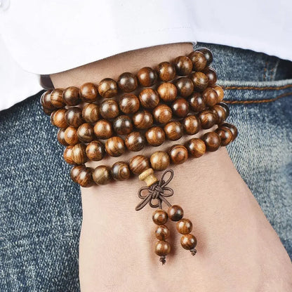 6mm Natural Sandalwood Buddhist Bracelet - Prayer Meditation Wood Beads for Men and Women