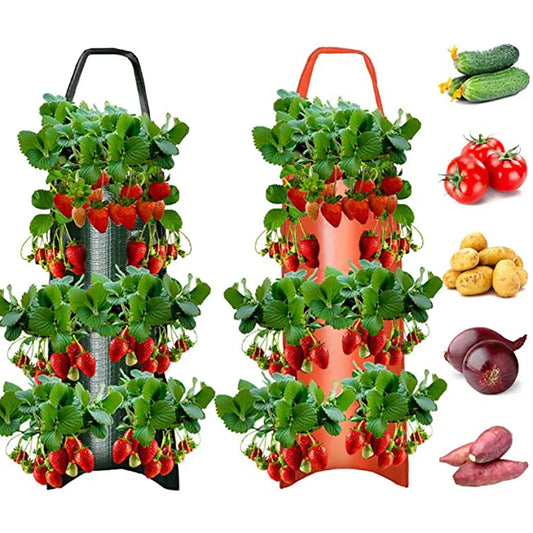 Multi-Function Hanging Grow Bag - Upside Down Planter for Strawberries, Tomatoes, Potatoes, Vegetables & Flowers - Garden Decoration