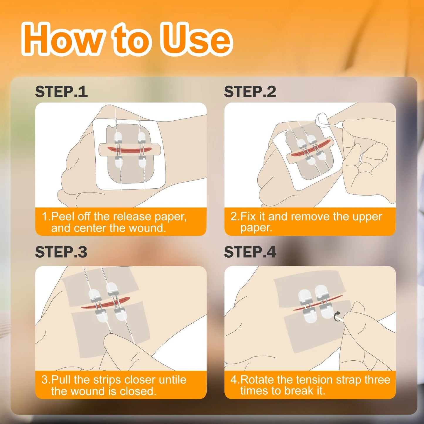 CARBOU 2PCS Zipper Wound Closure Strips - Painless Suture-Free Wound Dressing Kit for Emergency Laceration Closures