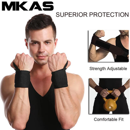 Fitness Wrist Wraps: Weight Lifting Gym Straps with Padded Thumb Brace - Cross Training Hand Support Bar Wristband