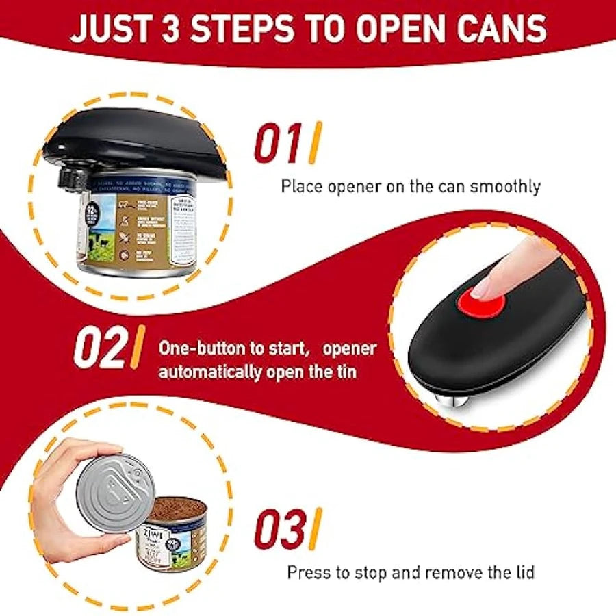 Automatic Electric Can Opener - Hands-Free, One-Touch Portable Kitchen Tool for Jar and Bottle Opening, Convenient Opener Gadget