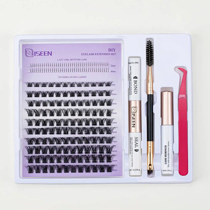 DIY Lash Extension Kit | Mixed Styles Lash Clusters with Bond and Seal, Remover, Tweezers, and Lash Brush for Self-Application Makeup