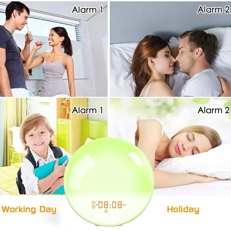 Sunrise Alarm Clock with Wake Up Light - Digital Clock with Sunrise/Sunset Simulation, FM Radio and Night Light for Desk